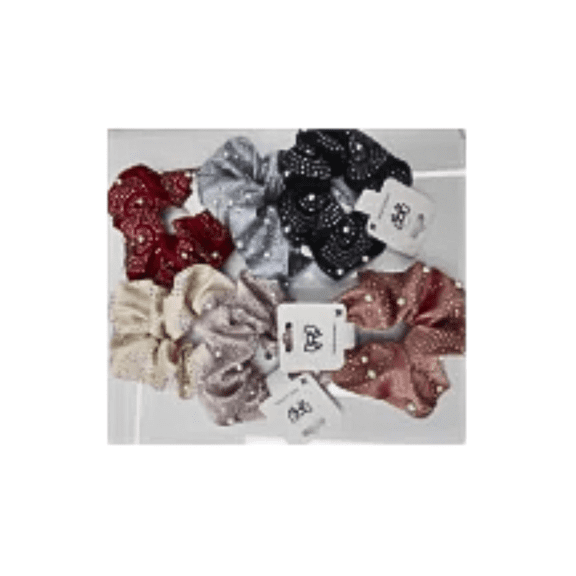 3-Piece Polka Dot Satin Hair Tie Set – Retro Pearl Accent Scrunchies for Women & Girls