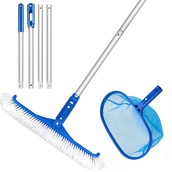 3-Piece Pool Maintenance Kit  Hand Skimmer Net, 59 Aluminum Pole & 18 Pool Brush, Above Ground Inground Pool Cleaning Tools for Spa Pond Home