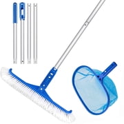 3-Piece Pool Maintenance Kit   Hand Skimmer Net, 59  Aluminum Pole & 18  Pool Brush, Above Ground Inground Pool Cleaning Tools for Spa Pond Home
