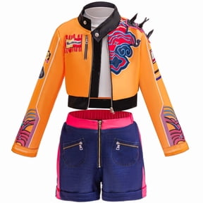 3 Piece Pop Star Stage Costume Set, Popular Singer Idol Outfit, Printed Crop Jacket Tank Top and Shorts for Cosplay Performance, 3-12Y