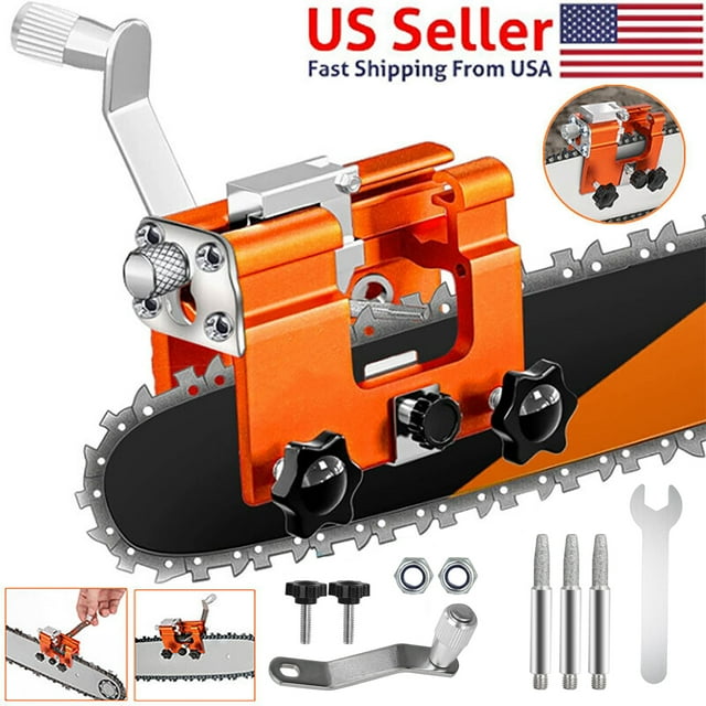 3-Piece Portable Chainsaw Sharpener with Anodized Aluminum Fixture & Sharpening Jig