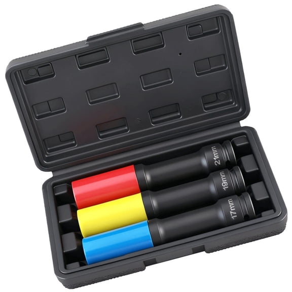 3 Piece Portable Socket Set 1/2Inch Drive Featuring Individual Storage for Easy Organization and Carrying