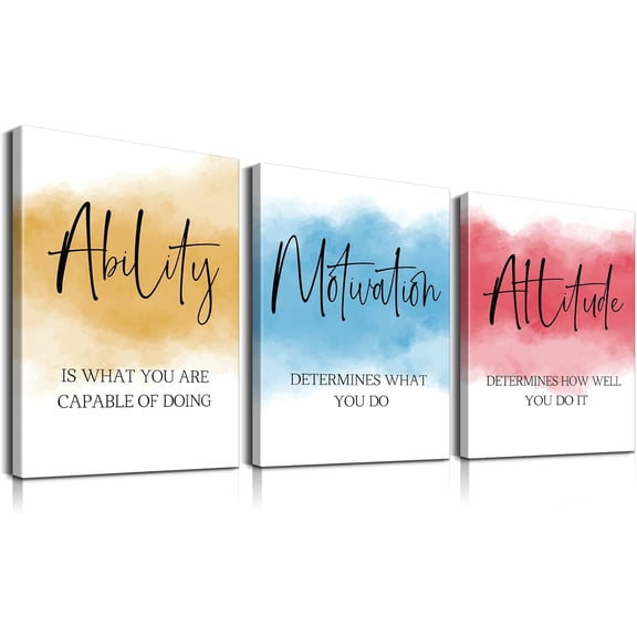 3 Piece Positive Affirmations Wall Decor Motivational Poster Motivation Attitude Ability Wall Art Inspirational Quotes Wall Art Motivational Art Home Office Decor for Office Decor (12''''Wx16''''Hx3)