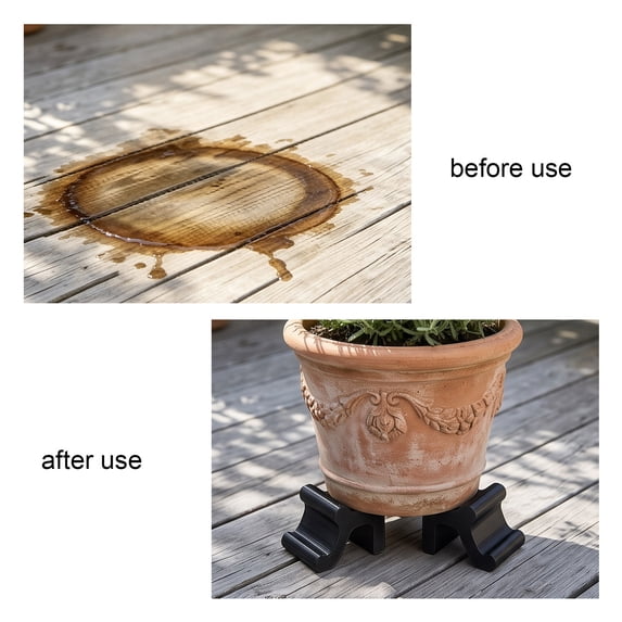 3 Piece Pot Feet, Heavy Duty Plastic Plant Risers, Invisible Drainage Elevators for Indoor Outdoor Planters Black