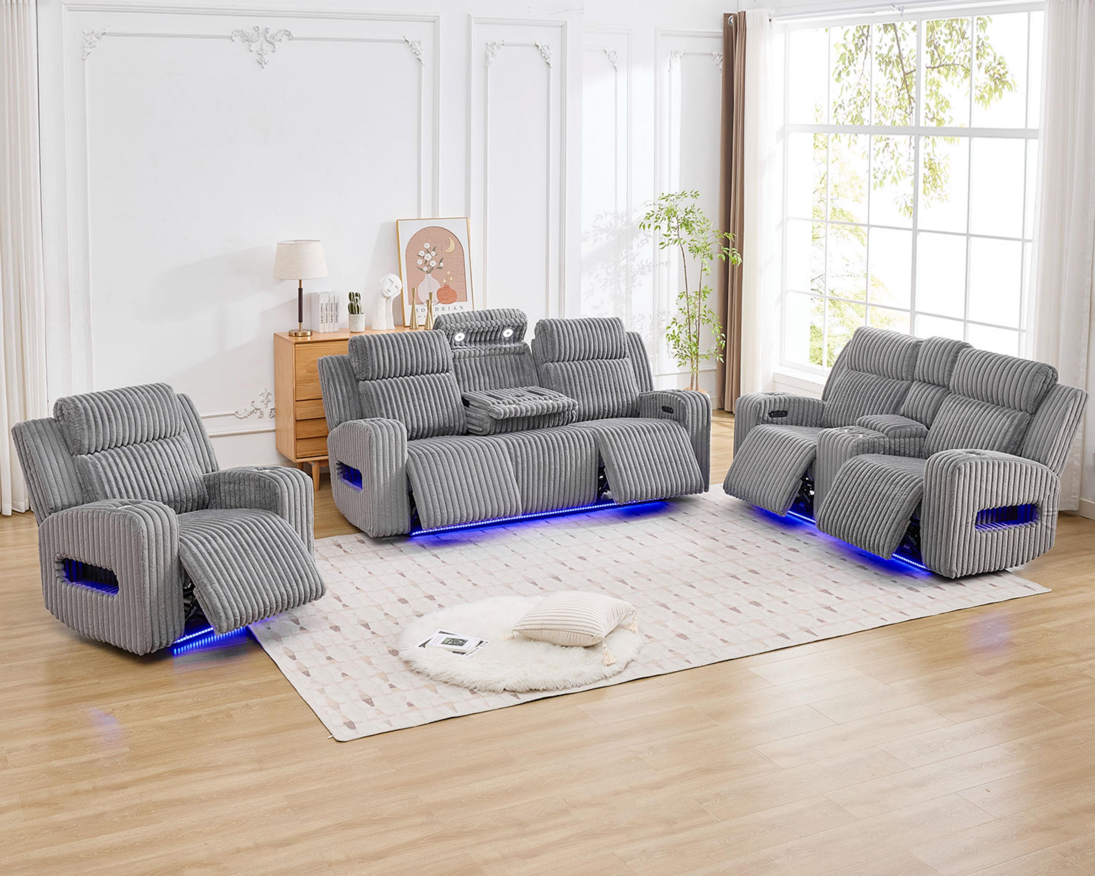 3PCS Power Zero Gravity Reclining Sofa Set with Adjustable Headrests ...