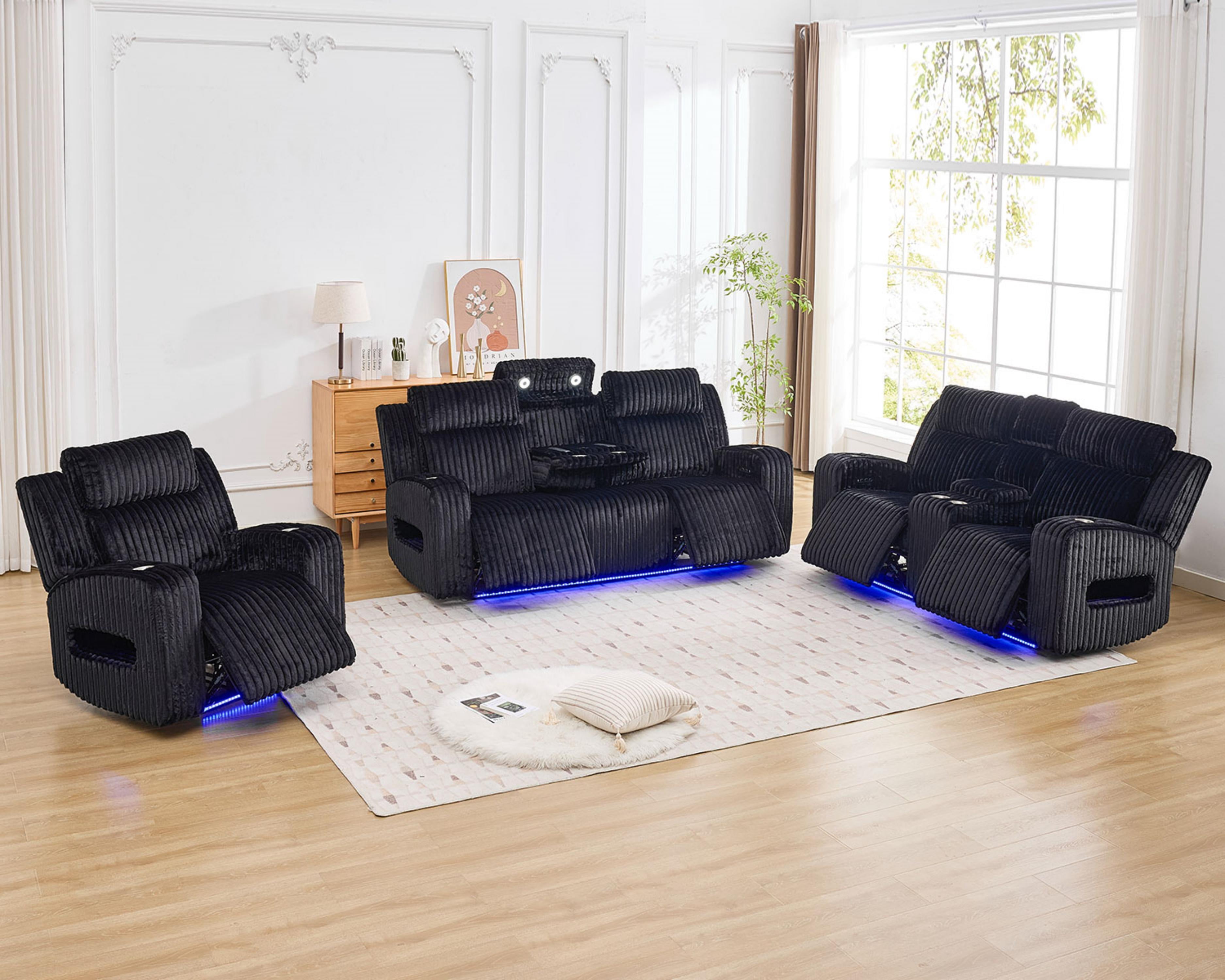 3PCS Power Zero Gravity Reclining Sofa Set with Adjustable Headrests ...