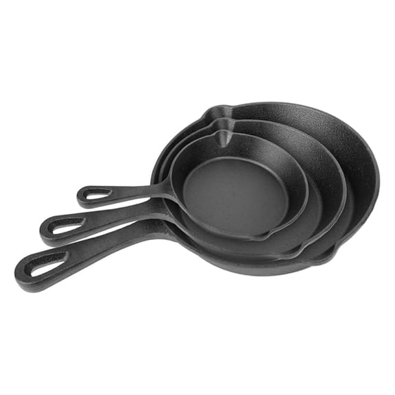 3-Piece Pre-Seasoned Non-Stick BPA Free Cast Iron Pans, Cast Iron Cookware for Grill, Oven, Electric & Gas Burner , & Campfire, Cast Iron Skillet Set (6", 8", 10")