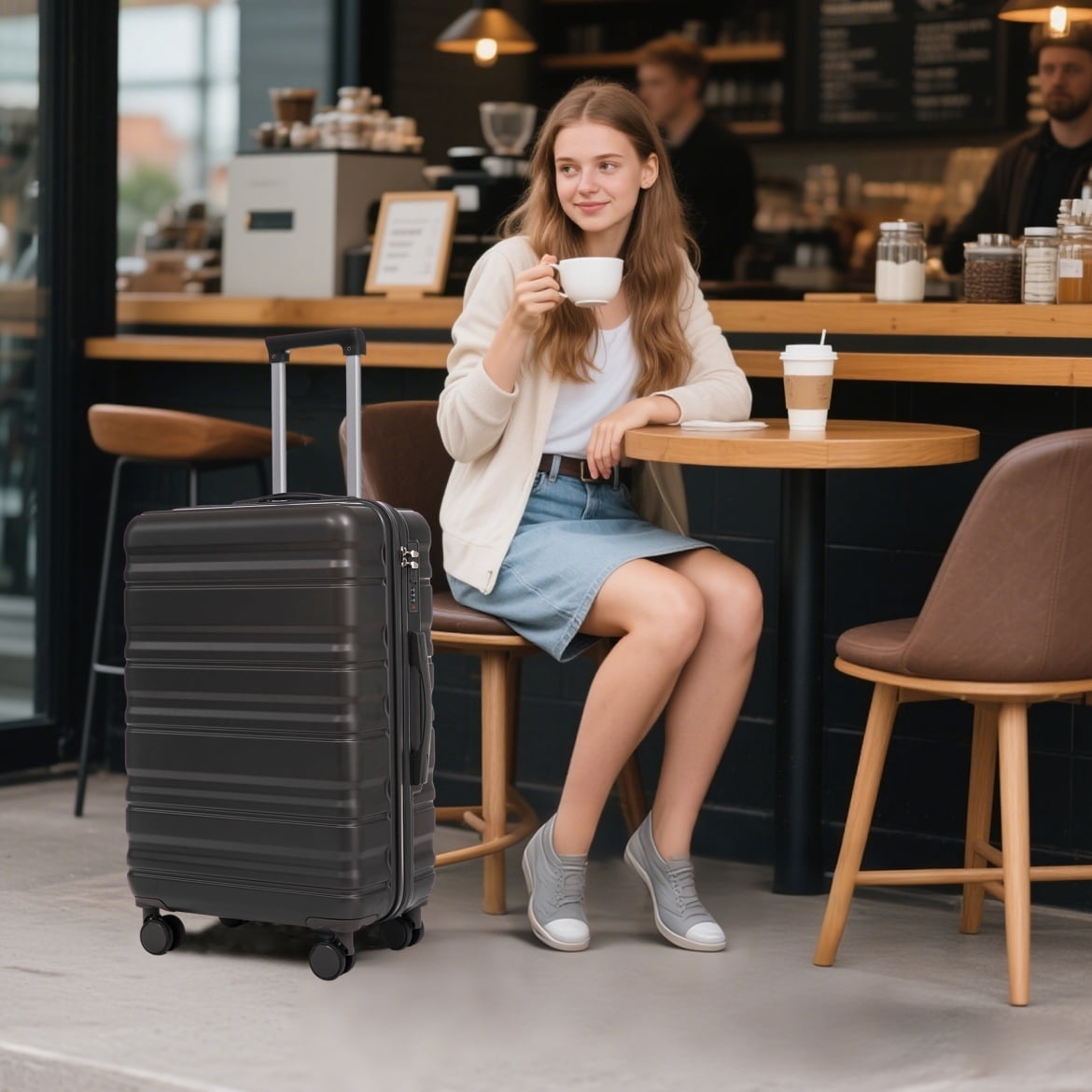 3 Pieces Premium Luggage Set with Expandable Design, 20" 24" 28" Hardside Spinner Suitcases with TSA Lock, Lightweight ABS+PC Checked & Carry On Luggage for International Travel,Dark Gray