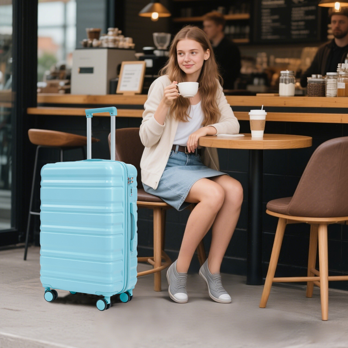 3 Pieces Premium Luggage Set with Expandable Design, 20" 24" 28" Hardside Spinner Suitcases with TSA Lock, Lightweight ABS+PC Checked & Carry On Luggage for International Travel,Blue