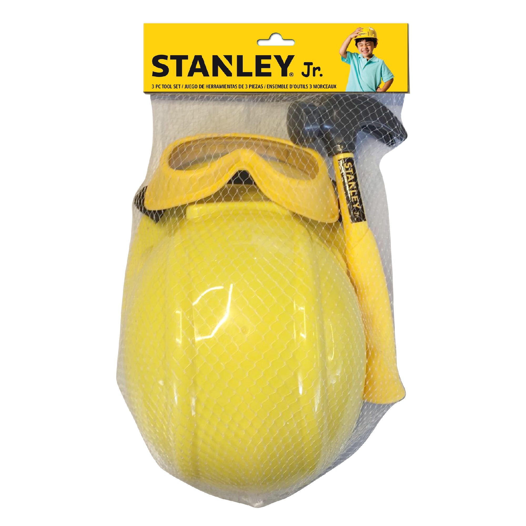 3 Piece Pretend Play Toolset Including Helmet, Hammer and Safety Googles for Kids