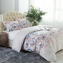 3 Piece Printed Duvet Cover Set With Zipper Closure & Corner Ties,Soft Microfiber King