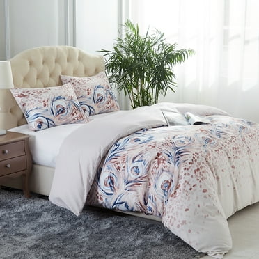 3 Piece Printed Duvet Cover Set With Zipper Closure & Corner Ties,Soft Microfiber King
