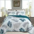 thumbnail image 1 of 3 Piece Printed Leaf Quilt Set Lightweight Bedspread Set ME507, 1 of 7