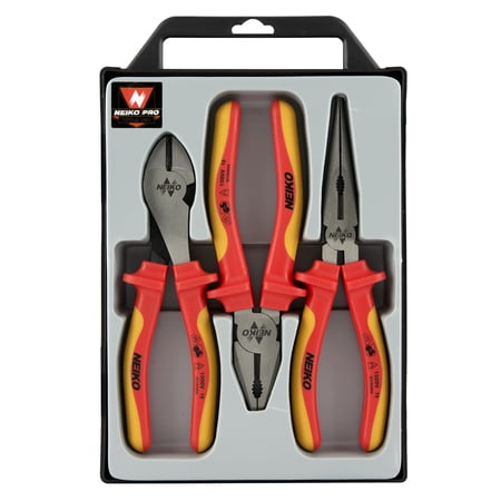 Neiko Pro 3 Pc Insulated Plier Set |1000 Volt Rated Mechanics Contractors Electrician