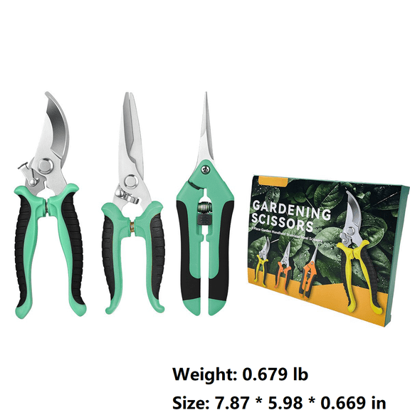 3-Piece Pruning Shears Set, Stainless Steel Garden Scissors Kit with Ergonomic Anti-Slip Handles, Multi-Functional Trimming Tools for Bonsai, Orchard, Flower & Tree Care, Gardening & Landscaping 