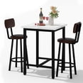 thumbnail image 1 of 3 Piece Pub Dining Set, 24" Dining Table Set with 2 PU Leather Upholstered Stools, Square Small Space Kitchen Table Pub Set for Apartment Dining Room, Living Room (White), 1 of 11