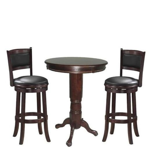 3 Piece Pub Set with Bar Stool and Pub Table in Cappuccino
