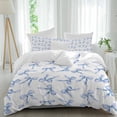 thumbnail image 1 of 3 Piece Purple Blue Bow Ribbon Duvet Cover Set Twin Size, Microfiber Comforter/Quilt Cover with Corner Ties and 2 Pillowcases, Vintage Modern Art Bowknot All Season Soft Bedding with Zipper Closure, 1 of 8
