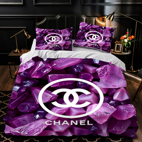 3-Piece Purple - Patterned Duvet Cover Set with White - Luxurious Modern Bedding for Elegant Bedrooms