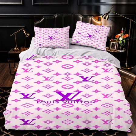 3-Piece Purple & White Duvet Cover Set - Elegant Bedroom Decor with Matching Pillows