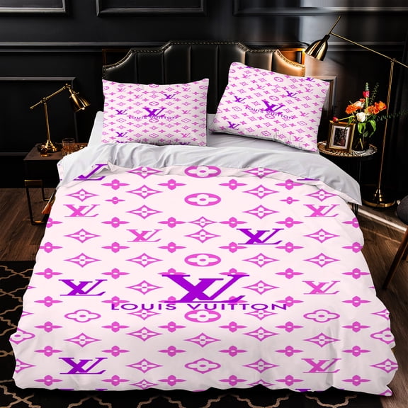 3-Piece Purple & White Duvet Cover Set - Elegant Bedroom Decor with Matching Pillows
