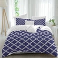 thumbnail image 1 of 3 Piece Quatrefoil Moroccan Pattern Duvet Cover Set Twin Size, Microfiber Comforter/Quilt Cover with Corner Ties and 2 Pillowcases, Geometric Blue Morocco All Season Soft Bedding with Zipper Closure, 1 of 8