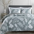 thumbnail image 1 of 3-Piece Queen Quilt Set, GREAGLE Lightweight Soft Warm Full Size Quilt Bedspread Coverlet (90x90 in) with 2 Pillow Shams (20x26 in) for All Season, Leaf Print, 1 of 7