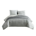 thumbnail image 1 of 3 Piece Queen Size Coverlet Set with Stitched Square Pattern, Silver, 1 of 3