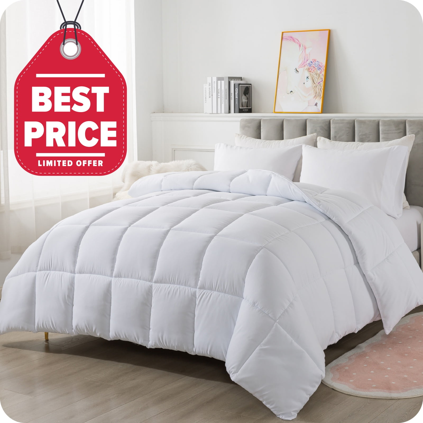 3Piece Queen Size Hotelier Essential Down Alternative White Comforter