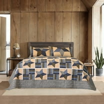 3 Piece Queen Size Quilt Set Rustic Star Pattern Patchwork Comforter Set Reversible Bedspread