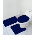 thumbnail image 1 of 3-Piece Quinn Solid Bathroom Rug Set Bath Mat Contour & Toilet Lid Cover - Navy Blue, 1 of 1