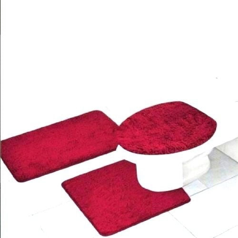Quinn 3-Piece Solid Bathroom Rug Set with Bath Mat, Contour & Standard ...