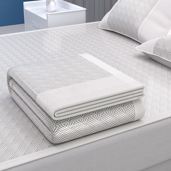3 Piece Rattan Cooling Mat Set 59x91 Inch Foldable Summer Ice Silk Bed Sheet with 2 Pillowcases for Dorm Home