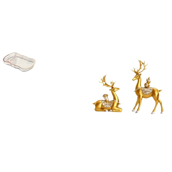 3 Piece Rectangle Serving Tray Modern Deer Statue Figurines Resin Material for Office Home Party Decoration