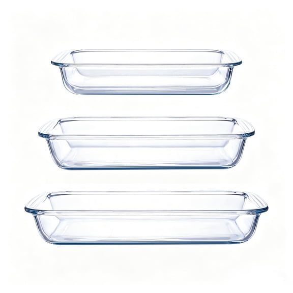 3-Piece Rectangular Borosilicate Glass Baking Dish Set