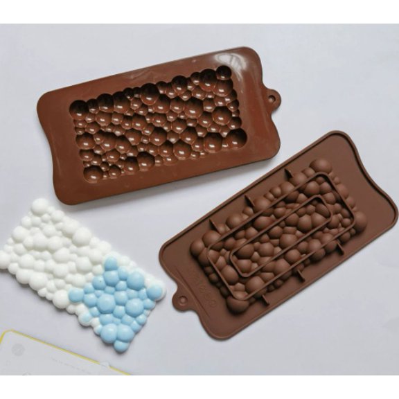 3-Piece Rectangular Bubble Chocolate Silicone Chocolate Cookie Mold Ice Cube Dessert Mold Kitchen Baking Mold
