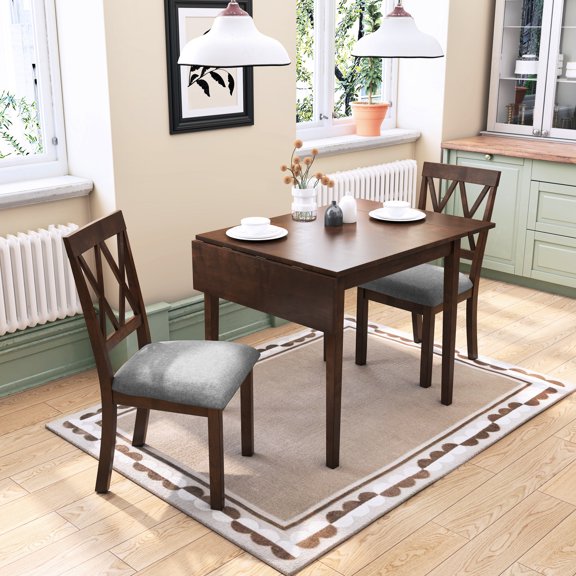 3-Piece Rectangular Dining - Adjustable Tabletop Size - For Small Places - Fits Different Preferences