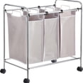 thumbnail image 1 of 3-Bag Rectangular Laundry Bag Hamper Sorter Basket, Gray, 1 of 5