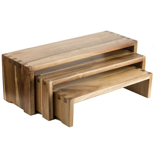 3+Piece+Rectangular+Nesting+Display+Risers%2c+Acacia+Wood - Walmart.com