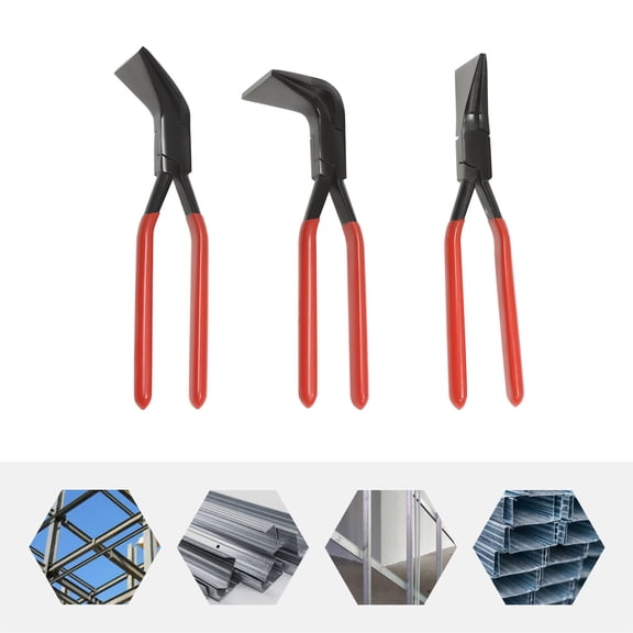 3-Piece Red Sheet Straight Bending Plier Hand Seamers Sheet Metal Tool 45 & 90 for Automotive Repair