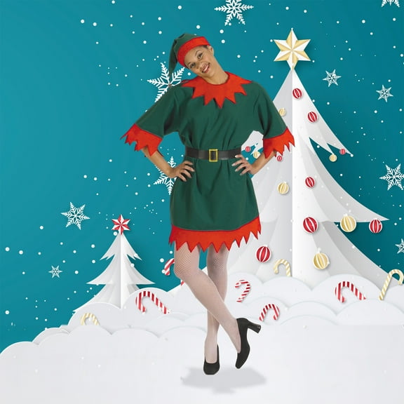 The Costume Center 3 Piece Red and Green Christmas Elf Dress One Size Fits Most