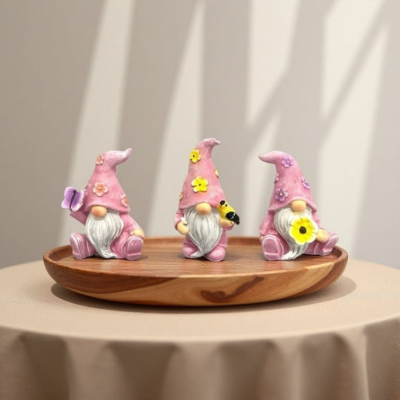 3-Piece Resin Gnome Figurine Set - Colorful Garden & Home Decor for Indoor/Outdoor Use