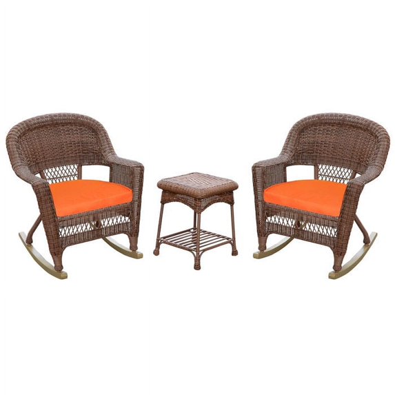 3-Piece Resin Wicker Rocker Chair & End Table Set by Jeco