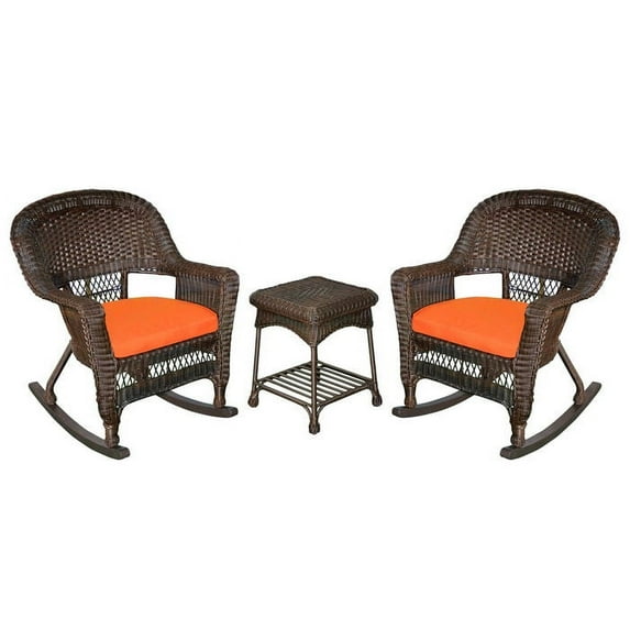 3-Piece Resin Wicker Rocker Chair & End Table Set by Jeco