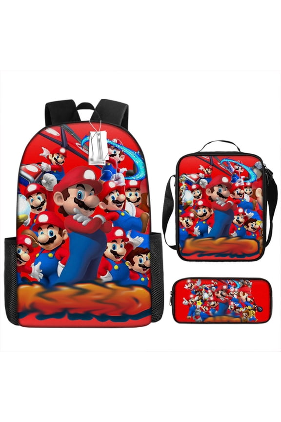 3-Piece Retro Game-Inspired Backpack Set with Shoulder Bag & Crossbody Bag – Vibrant Graphic Design for Travel, Commuting, and Daily Use