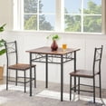 thumbnail image 1 of 3-Piece Retro Kitchen Table Set Antique Brown Square Dining Table with 2 Matching Chairs for Small Space, Breakfast Nook, 1 of 6