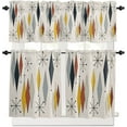 thumbnail image 1 of 3 Piece Retro Mid Century Kitchen Curtains, Tier and Valance Rod Pocket Window Curtains Set Colorful Geometric Diamond Cafe Curtains for Kitchen Valances Window Treatment 54X18in+27x24in×2, 1 of 5