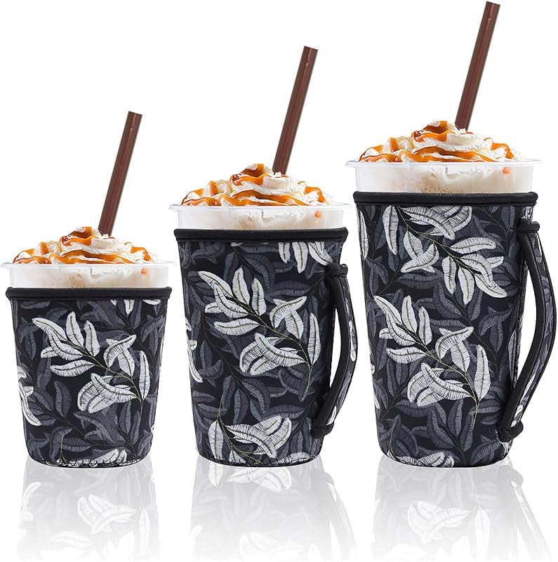 3 Piece Reusable Iced Coffee Sleeves Insulated Coffee Sleeves for 16-32 ...