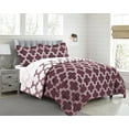 thumbnail image 1 of 3 Piece Reversible Down Alternative Comforter Set - Lightweight All Season Comforter with Two Shams - Quilted Duvet Insert with Box Stitched –Hypoallergenic, Soft, Fluffy (Queen, Burgundy), 1 of 7