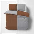 thumbnail image 1 of 3 Piece Reversible Duvet Cover Set, 400 Thread Count Quilt Comforter Case, Extra Soft and Luxury, Easy Care, Oversized King Plus Size - Light Gray & Chocolate Solid., 1 of 4